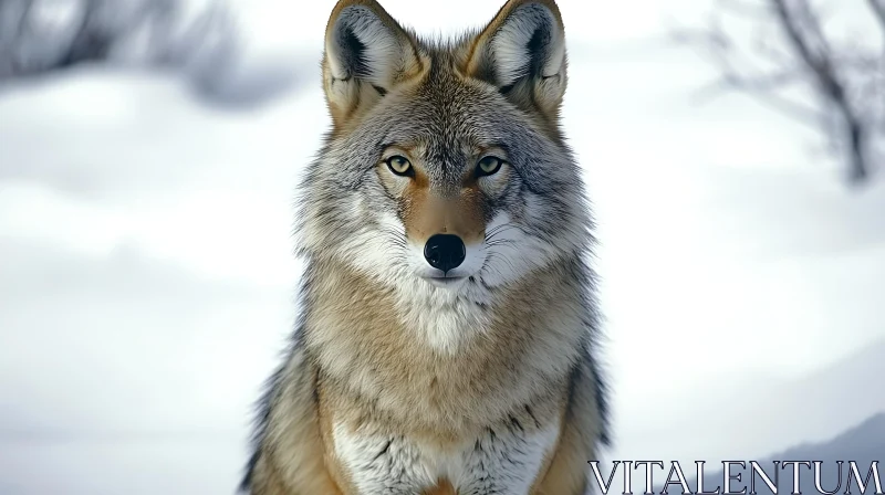 AI ART Winter Coyote Close-Up