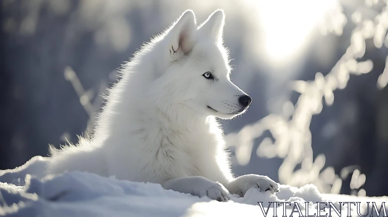 AI ART Arctic Dog Portrait in Winter Snow