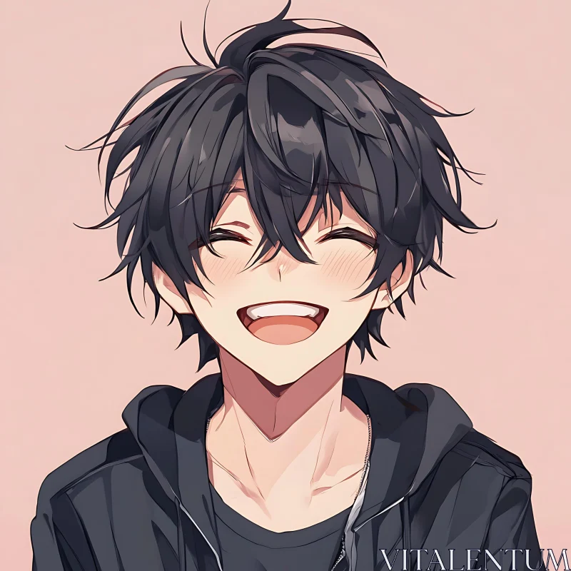 AI ART Happy Anime Character Smiling Illustration