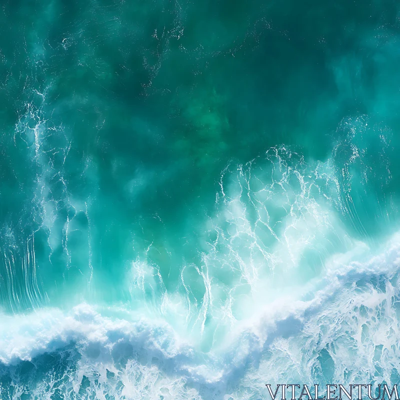 Crashing Ocean Waves From Above AI Image