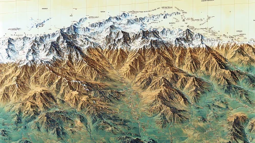 Snowy Peaks and Valleys Topographic Map