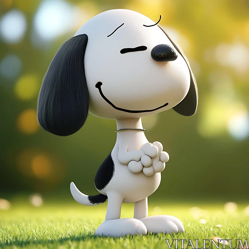 Cute Animated Dog in a Green Field AI Image