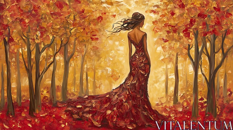 AI ART Autumnal Woman in Forest