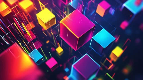 Colorful Floating Cubes Design