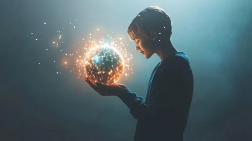 Illuminated Sphere in Hands