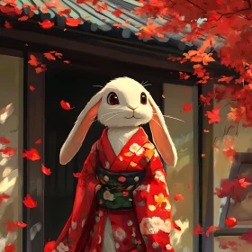 Bunny in Red Kimono