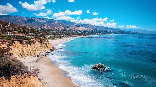 Ocean View with Mountains and Beach