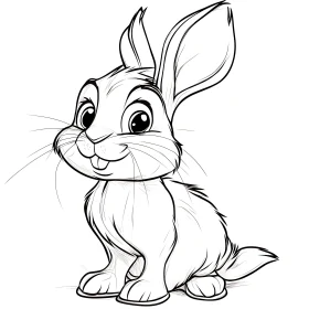 Charming Cartoon Rabbit Line Art
