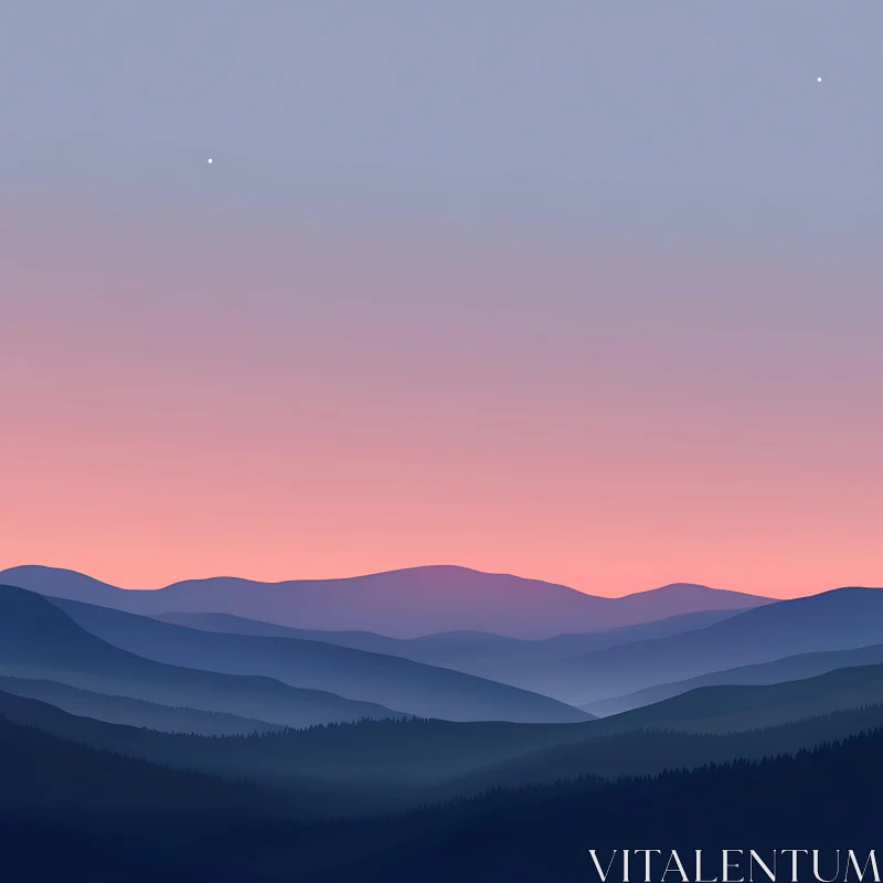 Pastel Mountain Landscape at Twilight AI Image