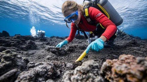 Oceanic Exploration: Diver at Work