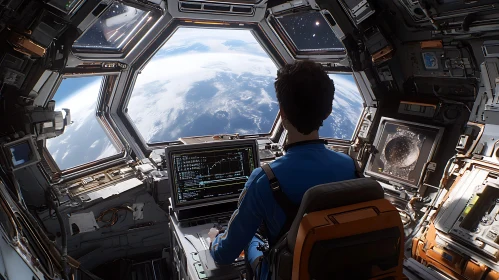 Spaceship Cockpit View of Earth