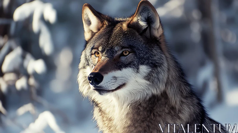 AI ART Winter Wolf Close-Up