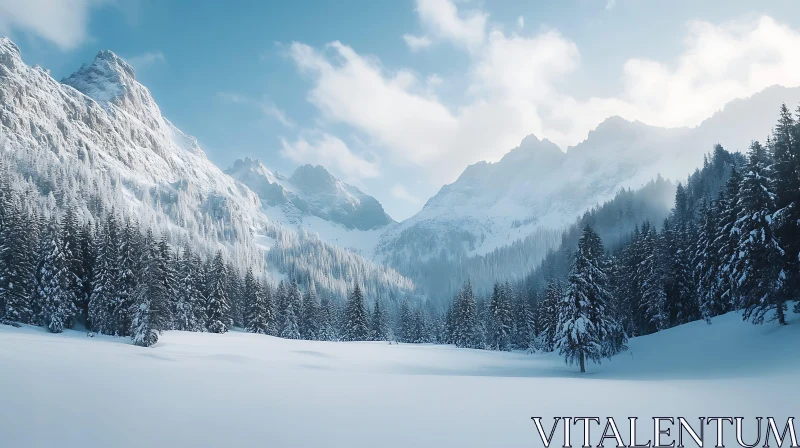 Winter Wonderland Mountain Vista AI Image