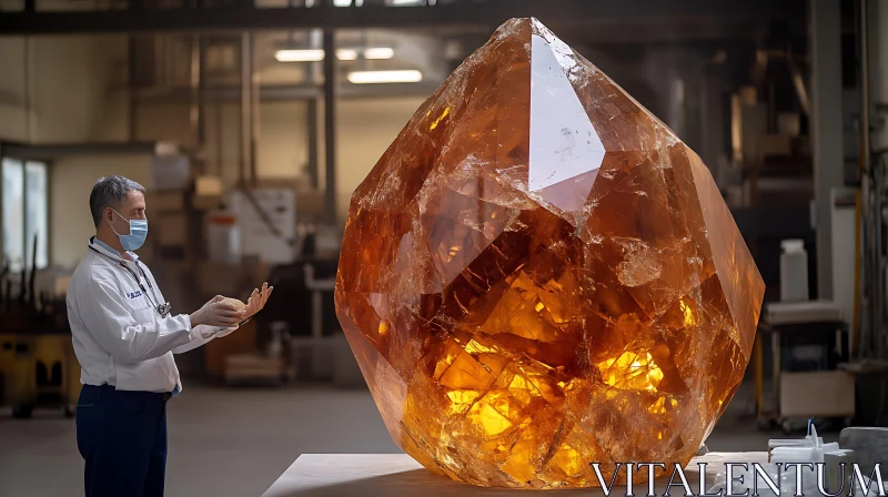 AI ART Giant Amber Crystal Mineral Display