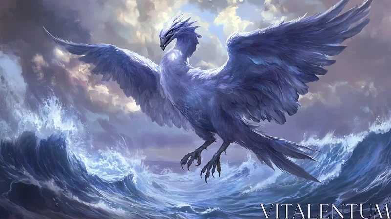 Legendary Bird Over the Sea Illustration