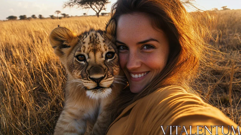 AI ART Lion Cub's Golden Hour Selfie