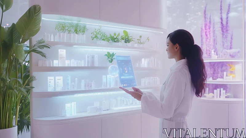 AI ART Futuristic Skincare Analysis with Digital Interface