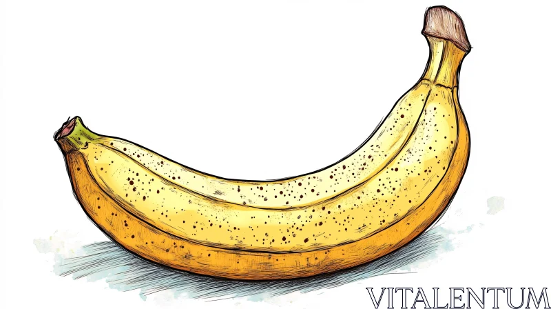 AI ART Whimsical Banana Sketch Still Life