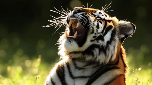 Majestic Tiger Yawning in the Wild