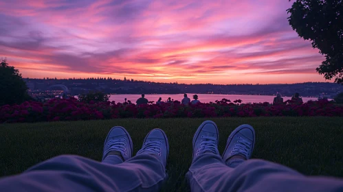 Serene Sunset Scene over Lake