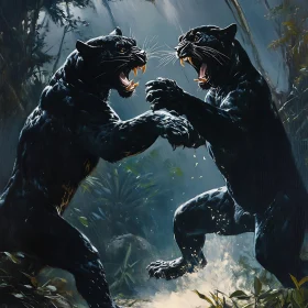 Jungle Standoff: Two Black Panthers Face Off