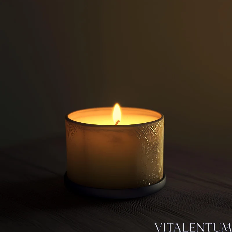 AI ART Tranquil Glow of a Single Candle