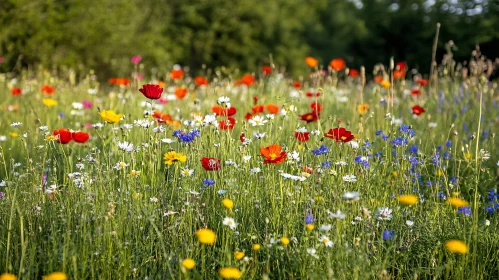 Colorful Wildflowers in a Spring Meadow