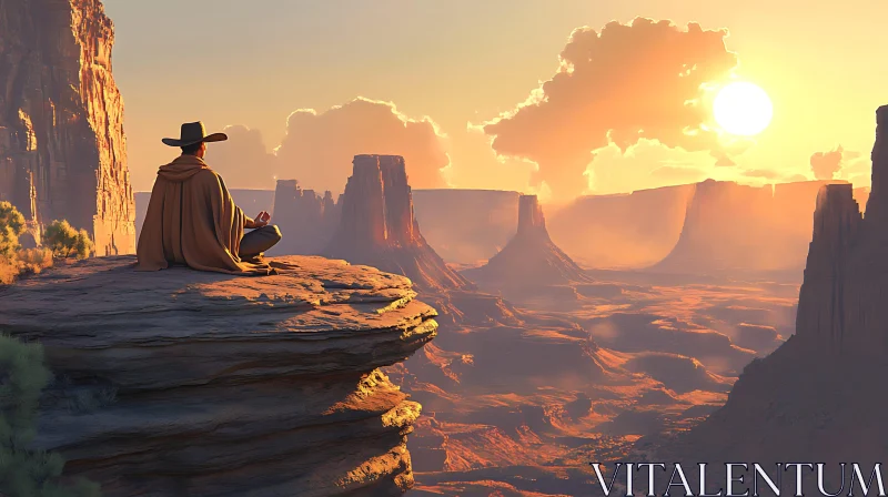 AI ART Canyon Sunset Meditation