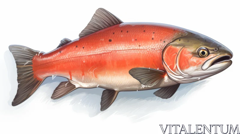 Exquisite Salmon Creek Illustration in Light Red and Bronze AI Image