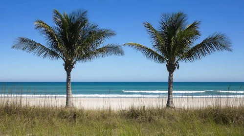 Tropical Beach with Palm Trees