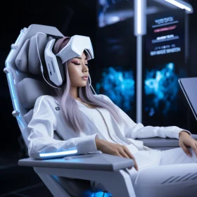 Futuristic Woman in Technological Immersion