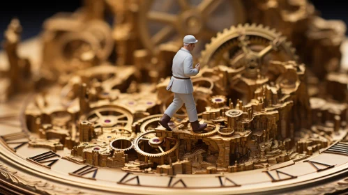 Miniature Gold Clock Design: Time in Motion