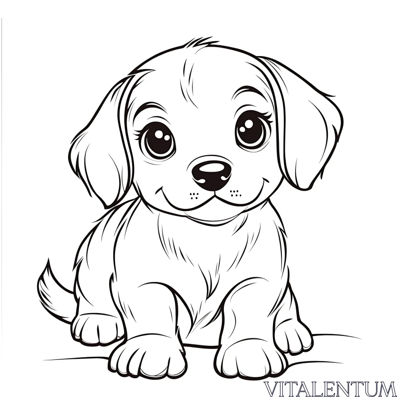 Charming Line Art of a Puppy AI Image