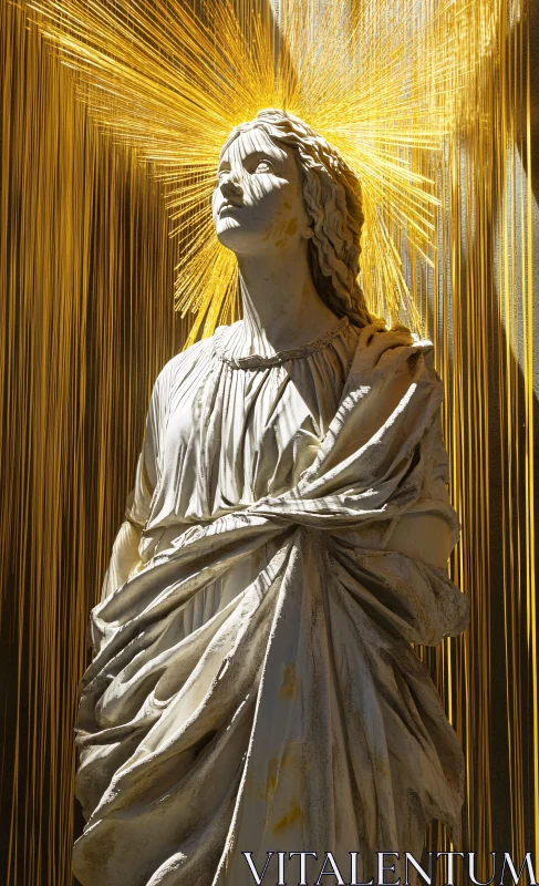 AI ART Golden Rays Over Majestic Sculpture