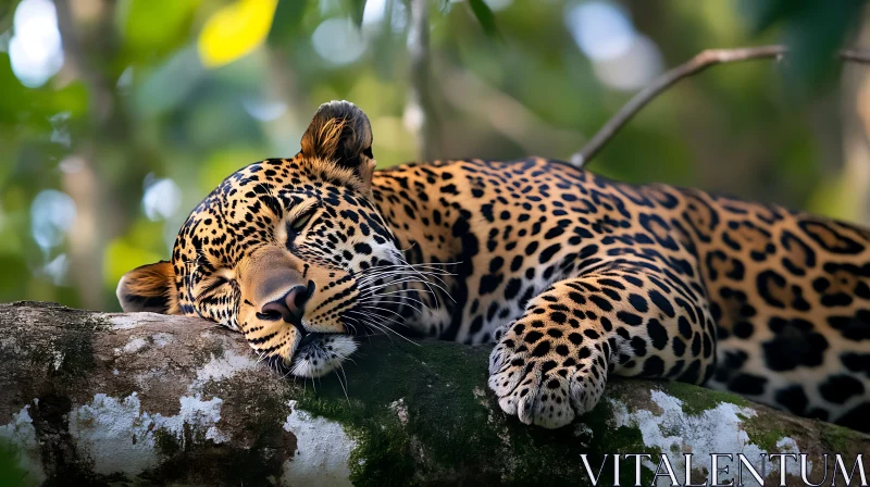 Leopard Sleeping on a Branch AI Image