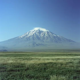 Mountain Landscape with Snow Capped Peak