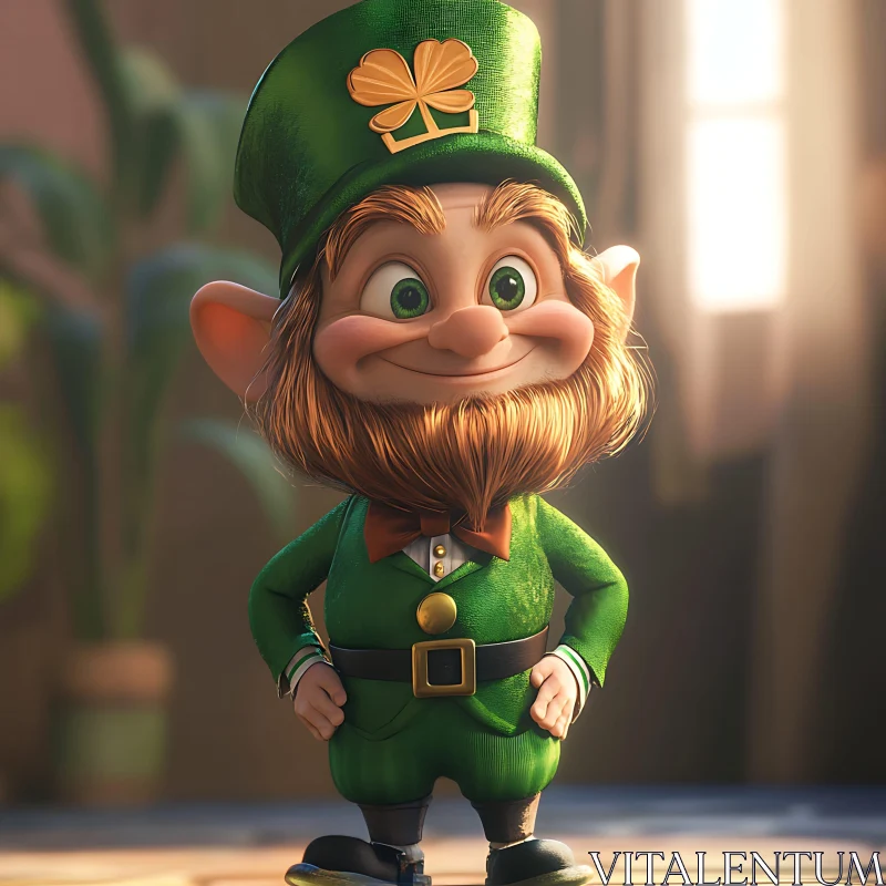 AI ART Whimsical Leprechaun with Clover Hat