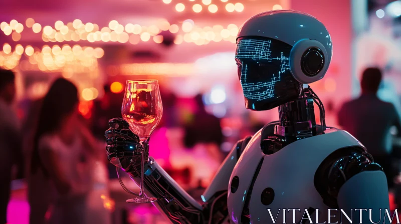 AI ART Robot at a Party with Wine