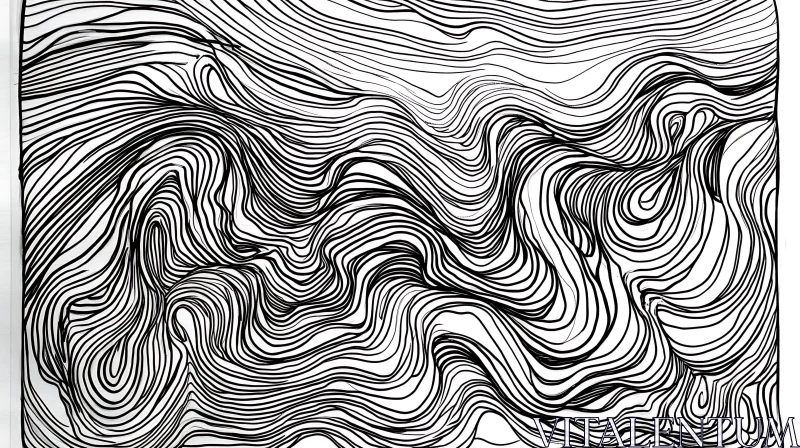 Abstract Line Drawing: Organic Monochrome Design AI Image