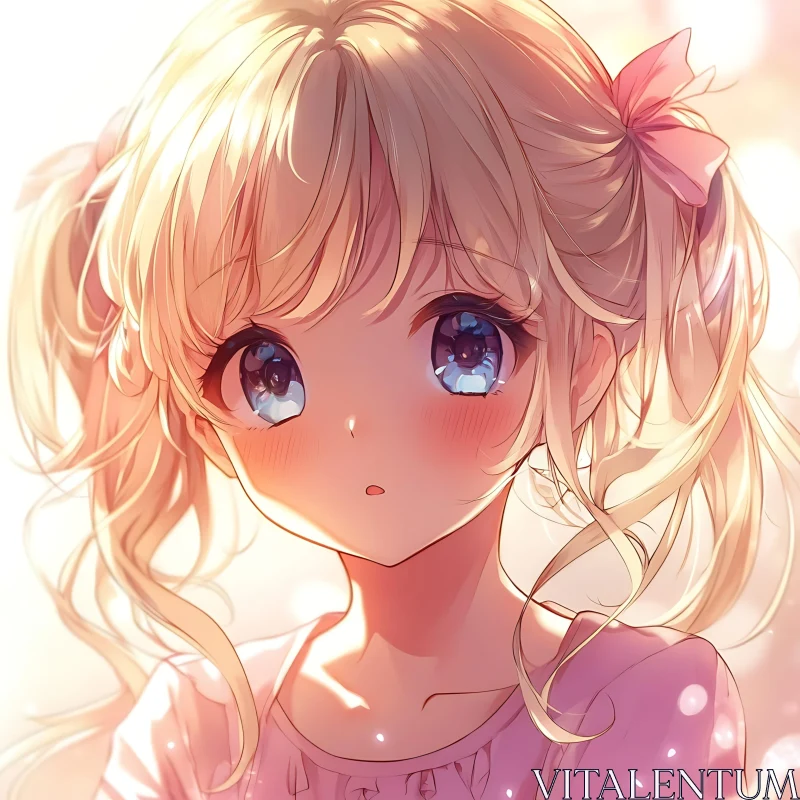 Soft Portrait of Anime Girl in Sunlight AI Image