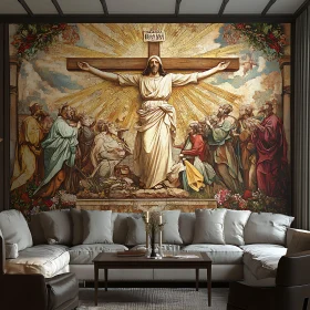 Artistic Depiction of Crucifixion in Home Interior