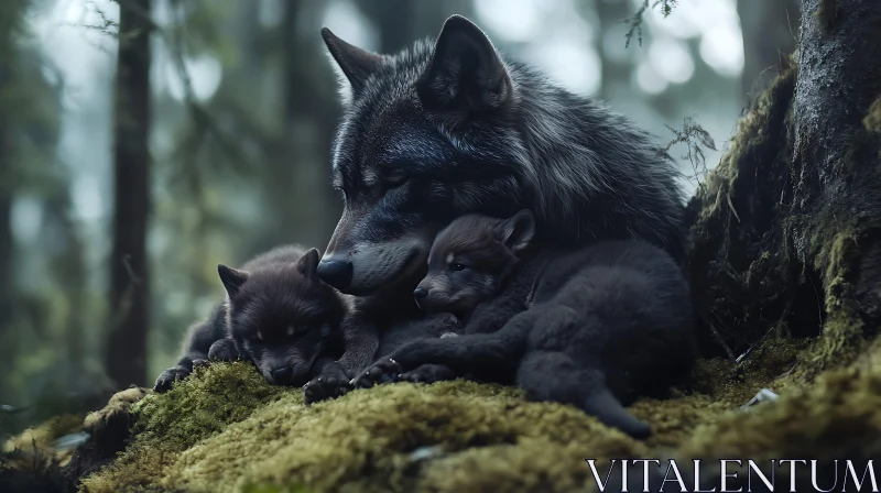 Wolf Family Portrait AI Image