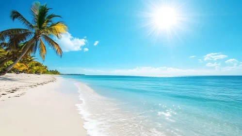 Azure Waters and Palm Trees on a Sunny Beach