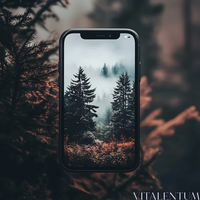 Enchanted Forest on Mobile Display AI Image