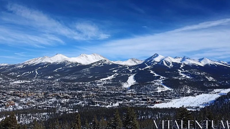 Winter Mountain Village View AI Image