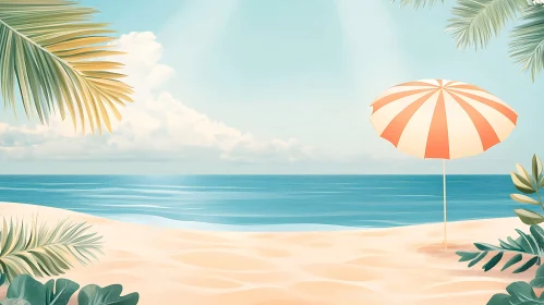 Peaceful Seaside View with Parasol