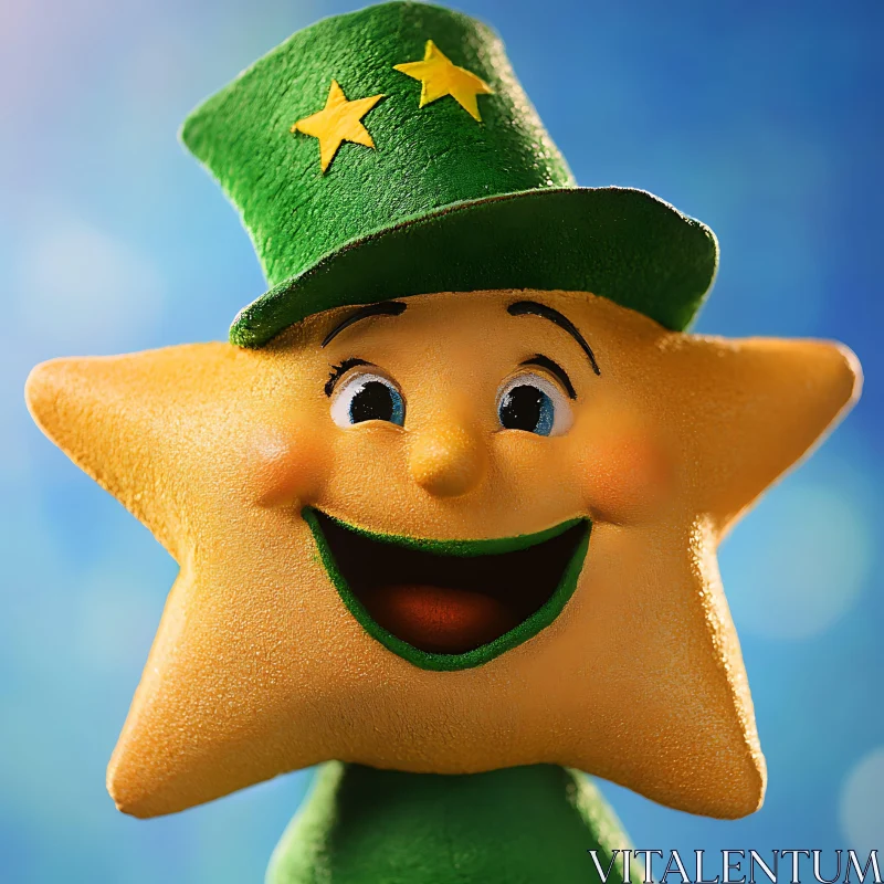 AI ART Happy Star with Leprechaun Hat