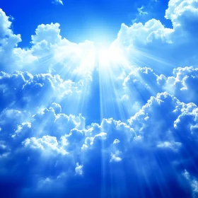 Blue Sky and Sunlight Through Clouds