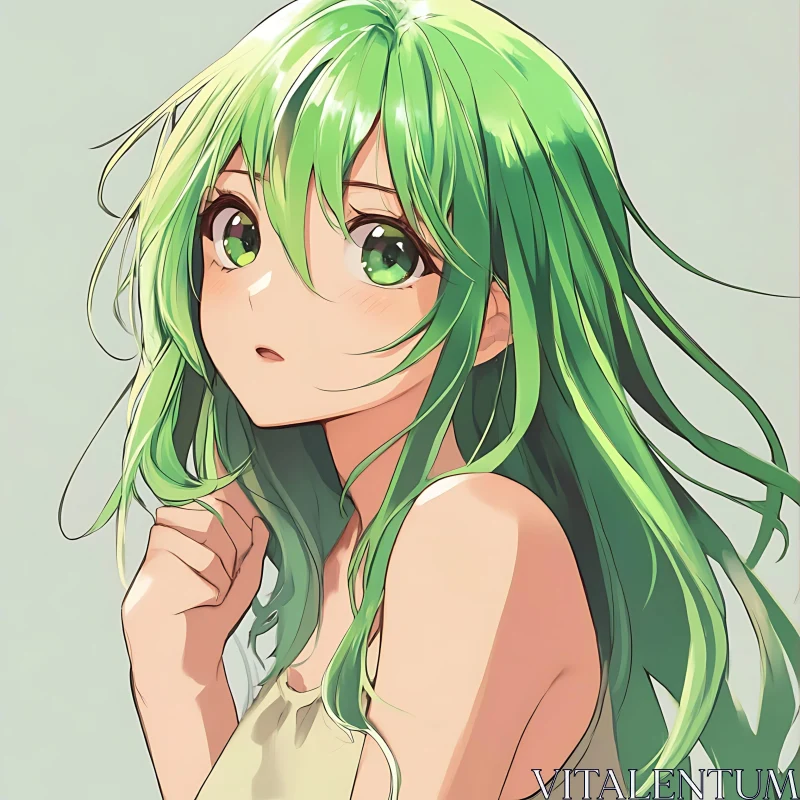 AI ART Green-Haired Anime Girl