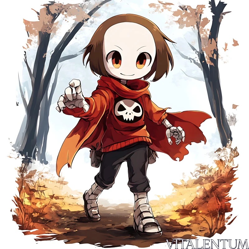 Anime Character with Skull Emblem Hoodie AI Image